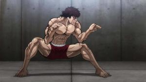 a man in a crouching position with his hands on his knees baki hanma wallpaper