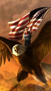 a man is riding an eagle with an american flag eagle iphone wallpaper