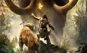 a man is standing in front of a large mammoth 4k gaming wallpaper