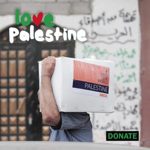 a man with a box on his head with the words love palestine palestine wallpaper