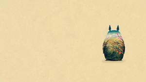 A Minimalist Scene Inspired by Studio Ghibli's Totoro totoro wallpaper