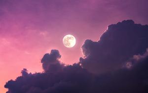 a moon is seen through a purple cloudy sky aesthetic computer 4k wallpaper