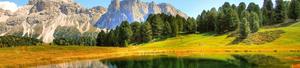 a mountain landscape with a lake and trees Wallpaper