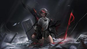 A mysterious dark anime girl evoking a sense of unhappiness and loneliness. dark anime girl wallpaper