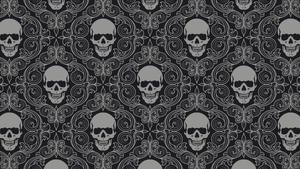 A mysterious skull pattern set against a deep blue background. skull wallpaper
