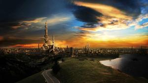 A Mystical Mosque Cityscape in Mesmerizing 1080P Quality 1080p wallpaper