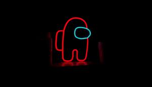 a neon sign with a red and blue light Wallpaper