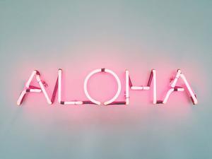 a neon sign with the word aloha on it pink laptop wallpaper