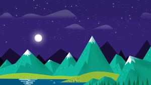 a night scene with mountains and a lake chromebook wallpaper