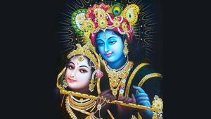 a painting of lord krishna and lord ganesha Wallpaper