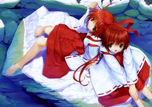 A pair of beautiful twin red-haired anime girls. girl wallpaper