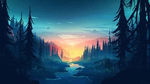 A peaceful, scenic landscape in the game Firewatch 1440p wallpaper
