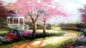 A Peaceful Tree Painting in Spring Desktop spring desktop wallpaper