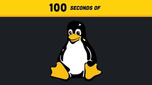 a penguin with the words 100 seconds of linux linux wallpaper