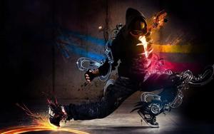 a person is doing a dance in a dark room hip hop free fire wallpaper