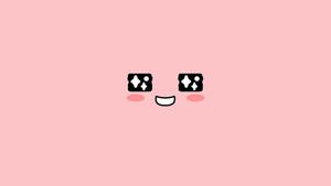 a pink background with a cute face on it pink laptop wallpaper