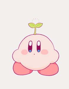 a pink kirby with a plant on his head kirby wallpaper