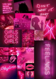 a pink neon sign with a girl in it pink cool aesthetic wallpaper