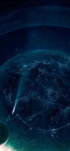 a planet with a star in the middle oled wallpaper