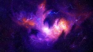 a purple and blue space with a nebula 1440p wallpaper