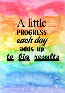 a rainbow watercolor background with the words a little progress each day adds up to big results motivational wallpaper