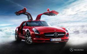 A red and powerful Mercedes-Benz SLS AMG car wallpaper