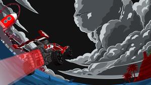 a red car driving through the clouds rocket league wallpaper