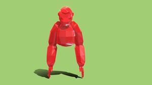 a red polygonal robot standing on a green background gorilla tag wallpaper