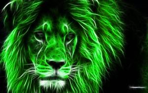 A Roaring 3D Neon Green Lion  Wallpaper
