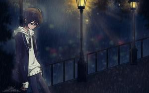 A Sad Anime Boy Waiting sad anime wallpaper