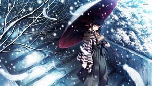 A Sad Anime Girl Alone in the Snow sad anime wallpaper
