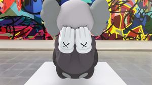 a sculpture of an elephant with his hands covered kaws wallpaper