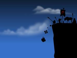 a silhouette of a man on a cliff linux wallpaper