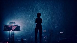 a silhouette of a person standing in the rain aesthetic computer 4k wallpaper