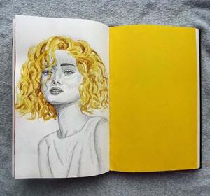 a sketch of a woman with yellow hair aesthetic drawings wallpaper