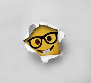 a smiling emoji face is peeking out of a piece of paper whatsapp dp wallpaper