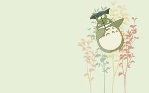 A smiling Totoro surrounded by radiant butterflies totoro wallpaper