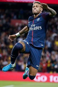 a soccer player is jumping in the air neymar wallpaper
