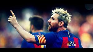 a soccer player is pointing to the goal messi wallpaper
