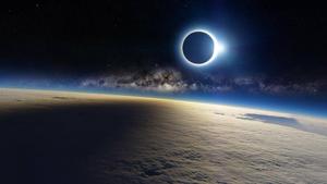 A spectacular view of a total solar eclipse in Earth's orbit. 1080p wallpaper