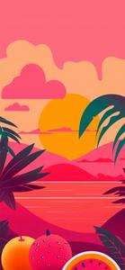 a tropical scene with watermelon and pineapples summer aesthetic wallpaper