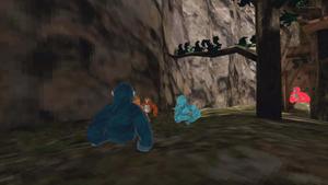 a video game showing a group of people in a forest gorilla tag wallpaper