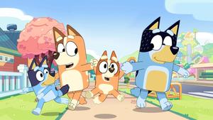 A vivid image of Bluey, a beloved children’s animation, set in an appealing background featuring vibrant colors and playful elements. bluey wallpaper