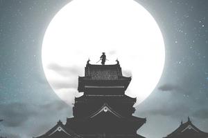 A Warrior Under The Moonlight samurai wallpaper