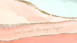 a watercolor painting with the words time to make the yogi happier motivational aesthetic desktop wallpaper