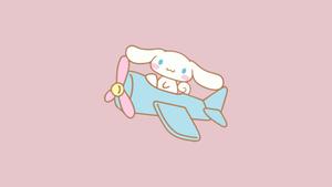 a white dog on a plane with a pink background cinnamoroll laptop wallpaper