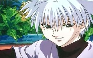 a white haired anime character with a black shirt killua wallpaper