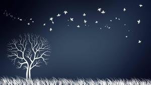 A White Tree Aglow in the Moonlight animated wallpaper