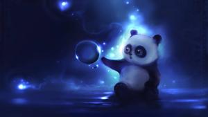 Adorable Baby Panda Playing with a Soap Bubble Wallpaper