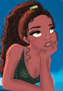 Adorable Cartoon Depiction of a Curious Black Girl cute black girl wallpaper